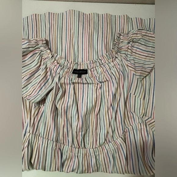 Lane Bryant Linen Blend Pastel Striped  Convertible Off The Shoulder Mid… - Picture 11 of 11